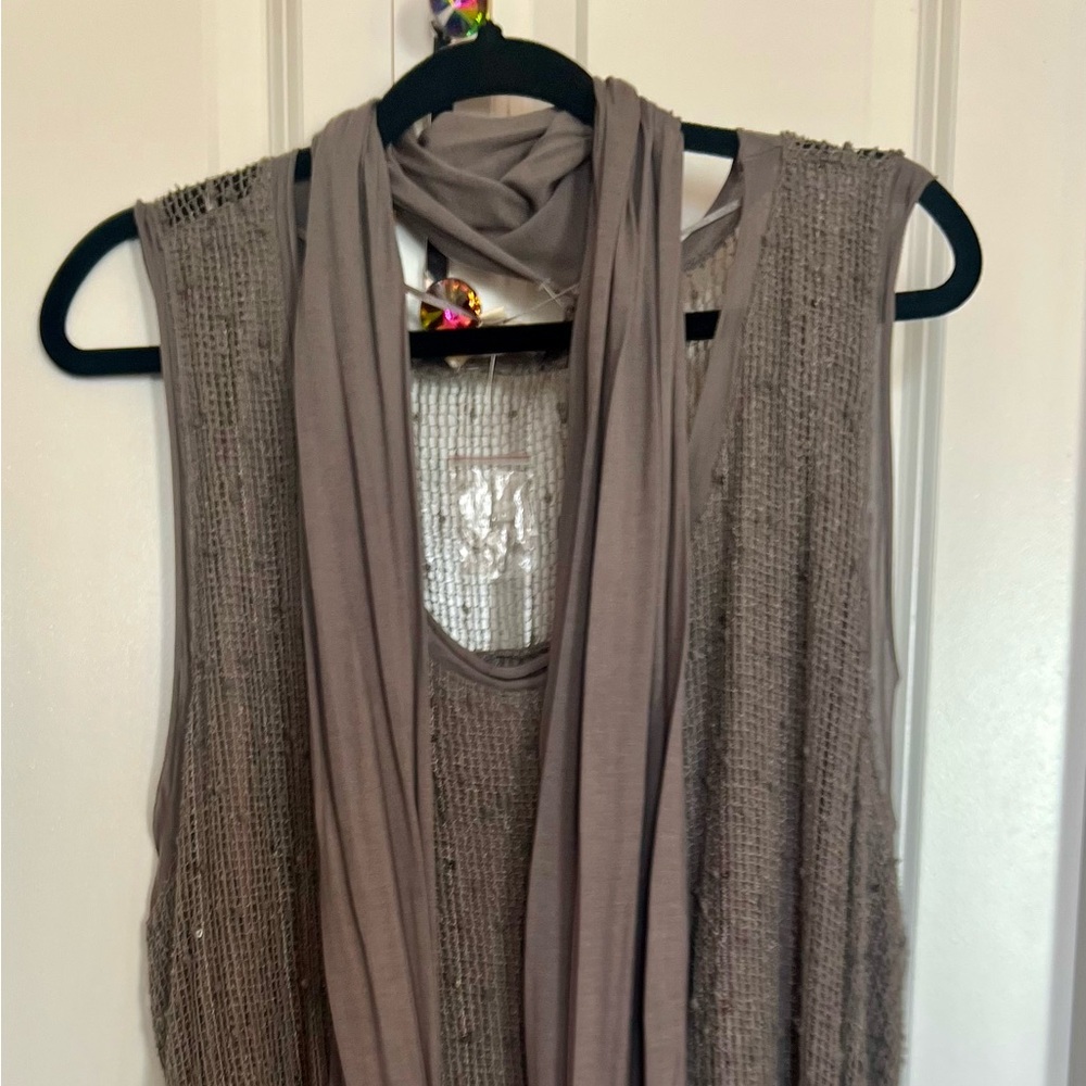 Indigo Thread Sleeveless Top With Attached Scarf